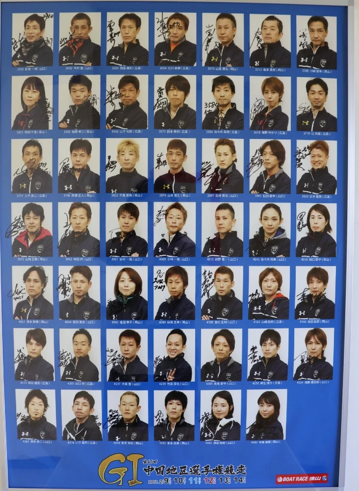 第60回GⅠ中国地区選手権競走出場選手サイン入りパネル